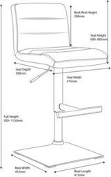 Lamboro Luscious Deluxe Breakfast Bar Stool, Chrome Footrest, Adjustable Height Swivel Gas Lift, Home Bar & Kitchen Barstool, Cream - thumbnail 6
