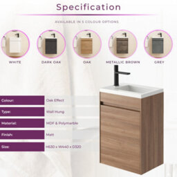 Plum&clay Rigel Natural Oak Wall Hung Cloakroom Vanity Unit With Resin Basin (W)55Cm (H)63Cm - thumbnail 6