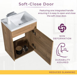 Plum&clay Rigel Natural Oak Wall Hung Cloakroom Vanity Unit With Resin Basin (W)55Cm (H)63Cm - thumbnail 5