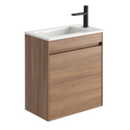 Plum&clay Rigel Natural Oak Wall Hung Cloakroom Vanity Unit With Resin Basin (W)55Cm (H)63Cm