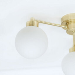 Valuelights Jonah 3 Way Brushed Gold Ceiling Light With Globe Shades And Bulbs - thumbnail 3