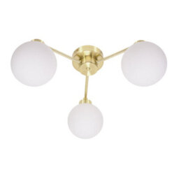 Valuelights Jonah 3 Way Brushed Gold Ceiling Light With Globe Shades And Bulbs - thumbnail 2