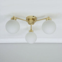 Valuelights Jonah 3 Way Brushed Gold Ceiling Light With Globe Shades And Bulbs - thumbnail 5
