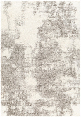 Livabliss Cloudy Shaggy-Modern Ivory Grey Soft Plush Pile Living Bedroom Rug 160 X 213 Cm Easy Care, Non Shedding - image 1