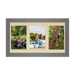 AK Frames 40X20Cm Marble Grey Modern Multi Photo Frame With Ivory Mount - Holds 3 Apertures (3X) 6X4 Photos