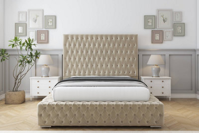 "Sloomy Ambassador Almond Coniston Bed Frame With 50"" Upholstered Headboard 4'6 Double" - image 1