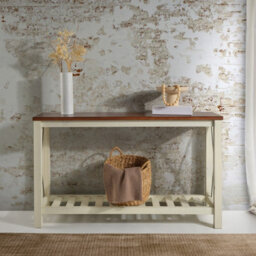 Mercers Furniture Cottage White/cream Painted Pine Console Table Sideboard Wooden With Storage Shelf 81H X 132W X 36D Cm - thumbnail 2