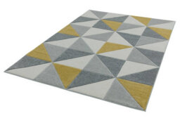 Ochre Modern Geometric Easy To Clean Dining Room Rug-200Cm X 290Cm - thumbnail 4
