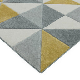 Ochre Modern Geometric Easy To Clean Dining Room Rug-200Cm X 290Cm - thumbnail 2