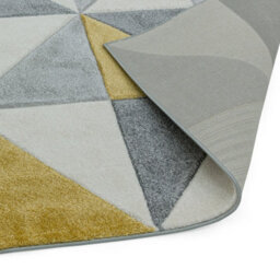 Ochre Modern Geometric Easy To Clean Dining Room Rug-200Cm X 290Cm - thumbnail 3