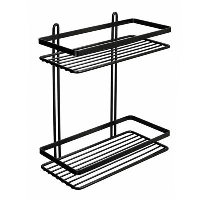 Euroshowers Black 2-Tier Rectangular Bathroom Wire Basket / Shower Caddy