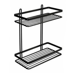 Euroshowers Black 2-Tier Rectangular Bathroom Wire Basket / Shower Caddy