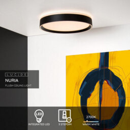Lucide Nuria Modern Flush Ceiling Light 30Cm - Led Dim. - 1X18W 2700K - 3 Stepdim - Black - thumbnail 2