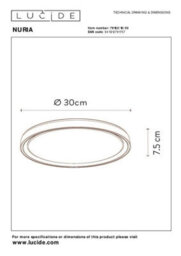 Lucide Nuria Modern Flush Ceiling Light 30Cm - Led Dim. - 1X18W 2700K - 3 Stepdim - Black - thumbnail 4
