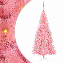 Vidaxl Christmas Tree With 300 Leds With Stand Pink 180 Cm Pvc - thumbnail 2
