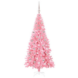 Vidaxl Christmas Tree With 300 Leds With Stand Pink 180 Cm Pvc - thumbnail 4