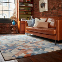 Blue Multi Geometric Handmade Modern Optical/ (3D) Rug Easy To Clean Living Room And Bedroom-200Cm X 290Cm - thumbnail 1