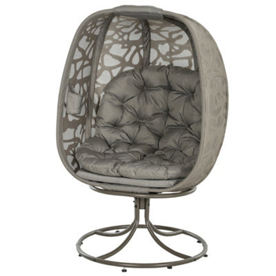 Matteo Swivel Egg Chair With Cushions, Foldable Indoor/outdoor Lounge, Sand Brown Steel Frame For Garden & Patio - image 1
