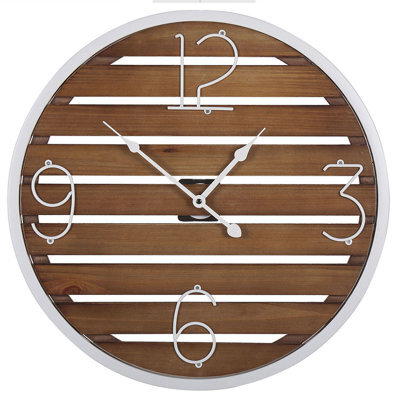 Beliani Wall Clock Arriaga 50 Cm Fir Wood Dark Brown - image 1