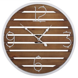 Beliani Wall Clock Arriaga 50 Cm Fir Wood Dark Brown - thumbnail 1