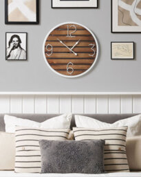 Beliani Wall Clock Arriaga 50 Cm Fir Wood Dark Brown - thumbnail 2