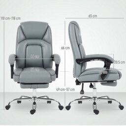Homcom Office Chair, Computer Desk Chair With Spring Cushion, Grey - thumbnail 3