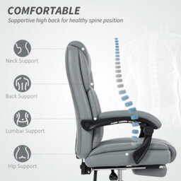 Homcom Office Chair, Computer Desk Chair With Spring Cushion, Grey - thumbnail 5