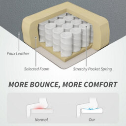 Homcom Office Chair, Computer Desk Chair With Spring Cushion, Grey - thumbnail 4