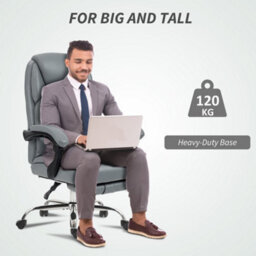 Homcom Office Chair, Computer Desk Chair With Spring Cushion, Grey - thumbnail 6