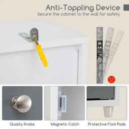 Tall Slim Bathroom Cabinet Grey+White - thumbnail 4