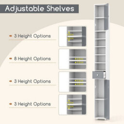 Tall Slim Bathroom Cabinet Grey+White - thumbnail 3