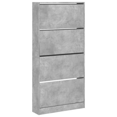 Berkfield Modern Shoe Cabinet With 4 Flip-Drawers Concrete Grey 80X21X163.5 Cm