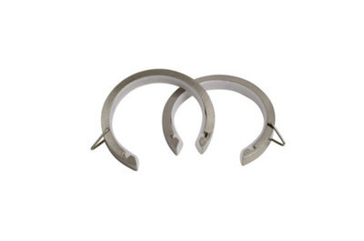 "Curtains At Homes Flat Lined Passing ""c"" Rings For 28mm Curtain Poles (X24) - Satin Silver"