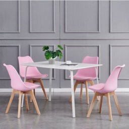MCC Direct Single Dining Chair With Solid Wooden Legs And Seat Cushion Pad Pink - Eva By Mcc - thumbnail 6