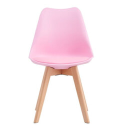 MCC Direct Single Dining Chair With Solid Wooden Legs And Seat Cushion Pad Pink - Eva By Mcc - thumbnail 3