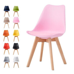 MCC Direct Single Dining Chair With Solid Wooden Legs And Seat Cushion Pad Pink - Eva By Mcc - thumbnail 1