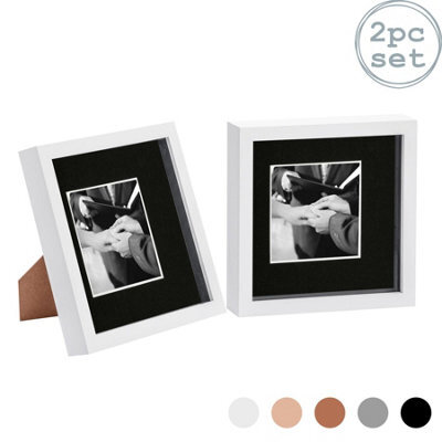 "Nicola Spring 8 X 8"" Photo Frames - White/black Mount - 3D Picture Frame Box Portrait Display Case (4 X 4"" Mount) Set Of 2" - image 1