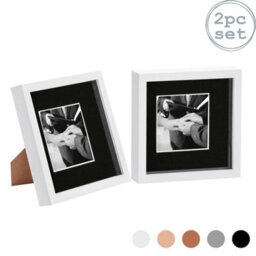 "Nicola Spring 8 X 8"" Photo Frames - White/black Mount - 3D Picture Frame Box Portrait Display Case (4 X 4"" Mount) Set Of 2" - thumbnail 1