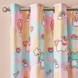 Catherine Lansfield Kids Forever Together Fully Reversible 66X72 Inch Eyelet Curtains Two Panels Pastel - thumbnail 3