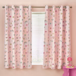 Catherine Lansfield Kids Forever Together Fully Reversible 66X72 Inch Eyelet Curtains Two Panels Pastel - thumbnail 2