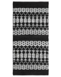 Beliani Hand-Loomed Leather Rug Black White Rectangle 80 X 150 Cm - thumbnail 1