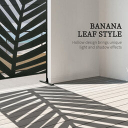 Outsunny 6.5Ft Metal Outdoor Privacy Screen Panel With Stand, Banana Leaf Style - thumbnail 4