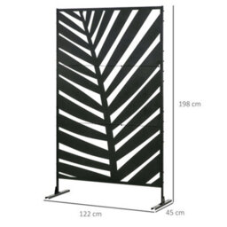 Outsunny 6.5Ft Metal Outdoor Privacy Screen Panel With Stand, Banana Leaf Style - thumbnail 3