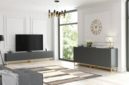 Ripple Duo Tv Unit 200Cm Dark Grey Fluted Design With Push To Open Doors - Creative Furniture - thumbnail 8