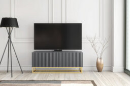 Ripple Duo Tv Unit 200Cm Dark Grey Fluted Design With Push To Open Doors - Creative Furniture - thumbnail 9