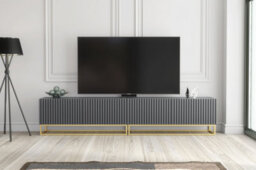 Ripple Duo Tv Unit 200Cm Dark Grey Fluted Design With Push To Open Doors - Creative Furniture - thumbnail 5