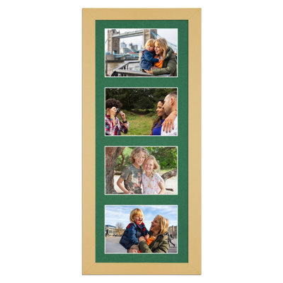 AK Frames 50X20Cm Mustard Yellow Modern Multi Photo Frame With Emerald Mount - Holds 4 Apertures (4X) 6X4 Photos - image 1