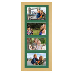 AK Frames 50X20Cm Mustard Yellow Modern Multi Photo Frame With Emerald Mount - Holds 4 Apertures (4X) 6X4 Photos - thumbnail 1