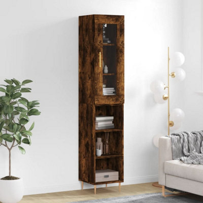 Berkfield Highboard Smoked Oak 34.5X34X180 Cm Engineered Wood - image 1