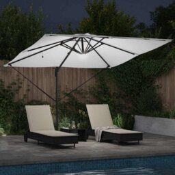 Berkfield Modern Cantilever Roma Parasol With Leds Sand 286X285X270 Cm Aluminium - thumbnail 4
